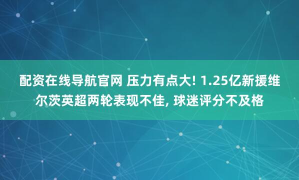 配资在线导航官网 压力有点大! 1.25亿新援维尔茨英超两轮表现不佳, 球迷评分不及格